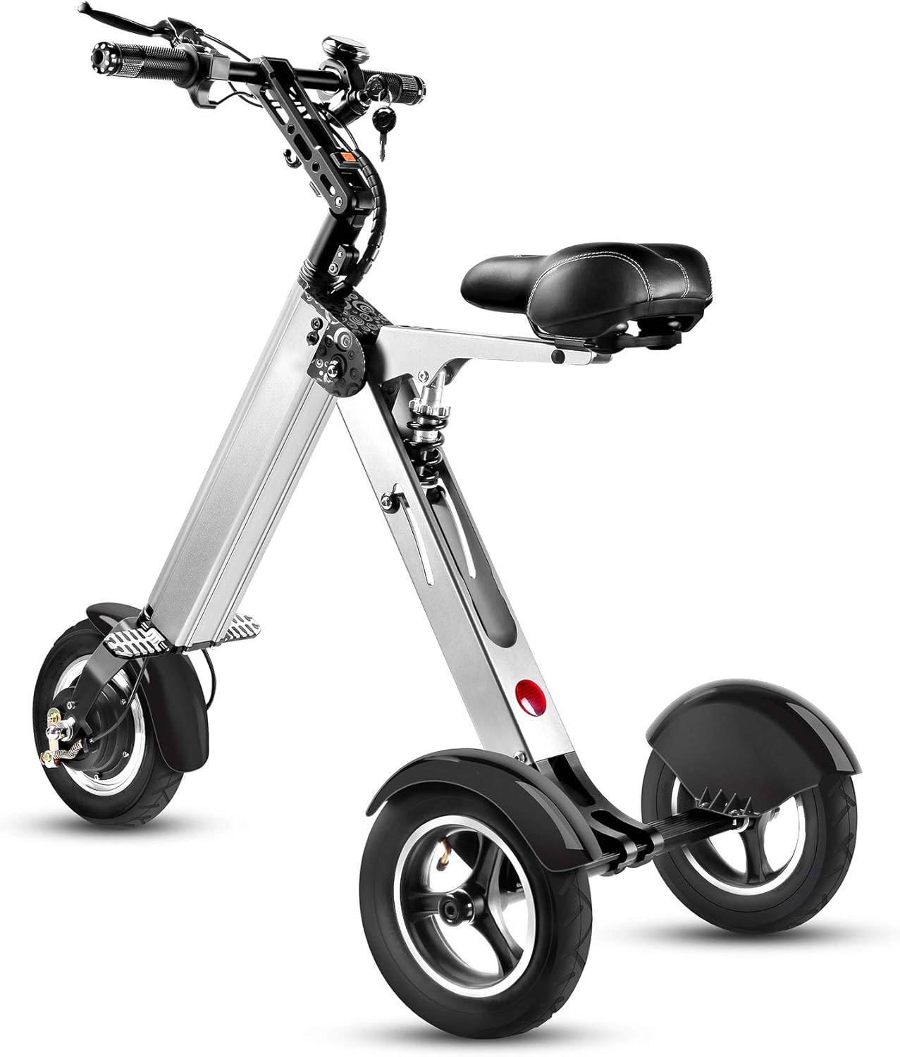 TopMate ES32 Electric Scooter Mini Tricycle for Adult, Folding Electric Mobility Scooter with 10 Inche Pneumatic Tires and Reverse Function, Key Switch and LED Display Electric Trike for Travel