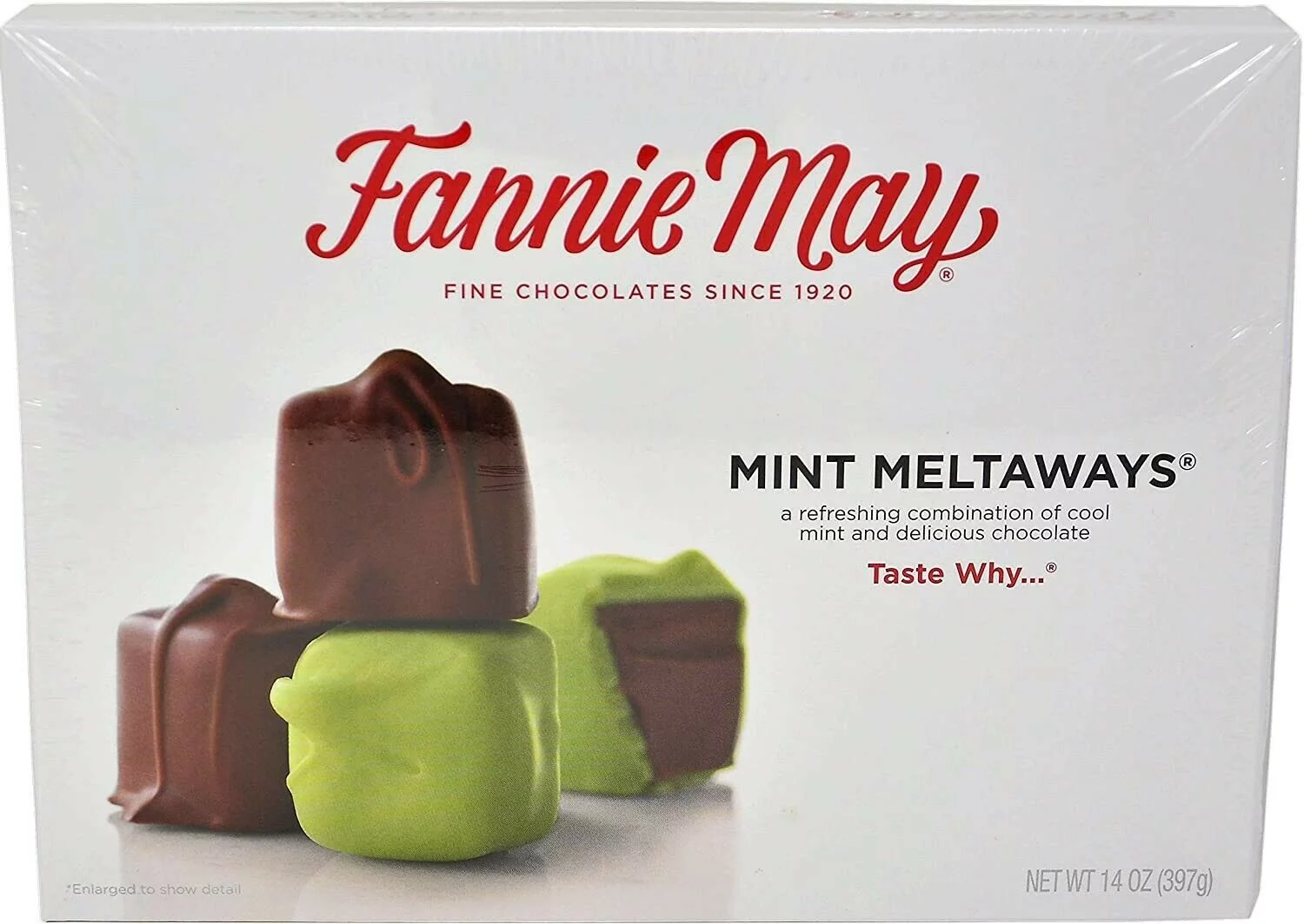 Fannie May Mint Meltaways, Milk Chocolate and Pastel Candy with a Mint Chocolate Center, Chocolate Candy Gift Box, 1 lb