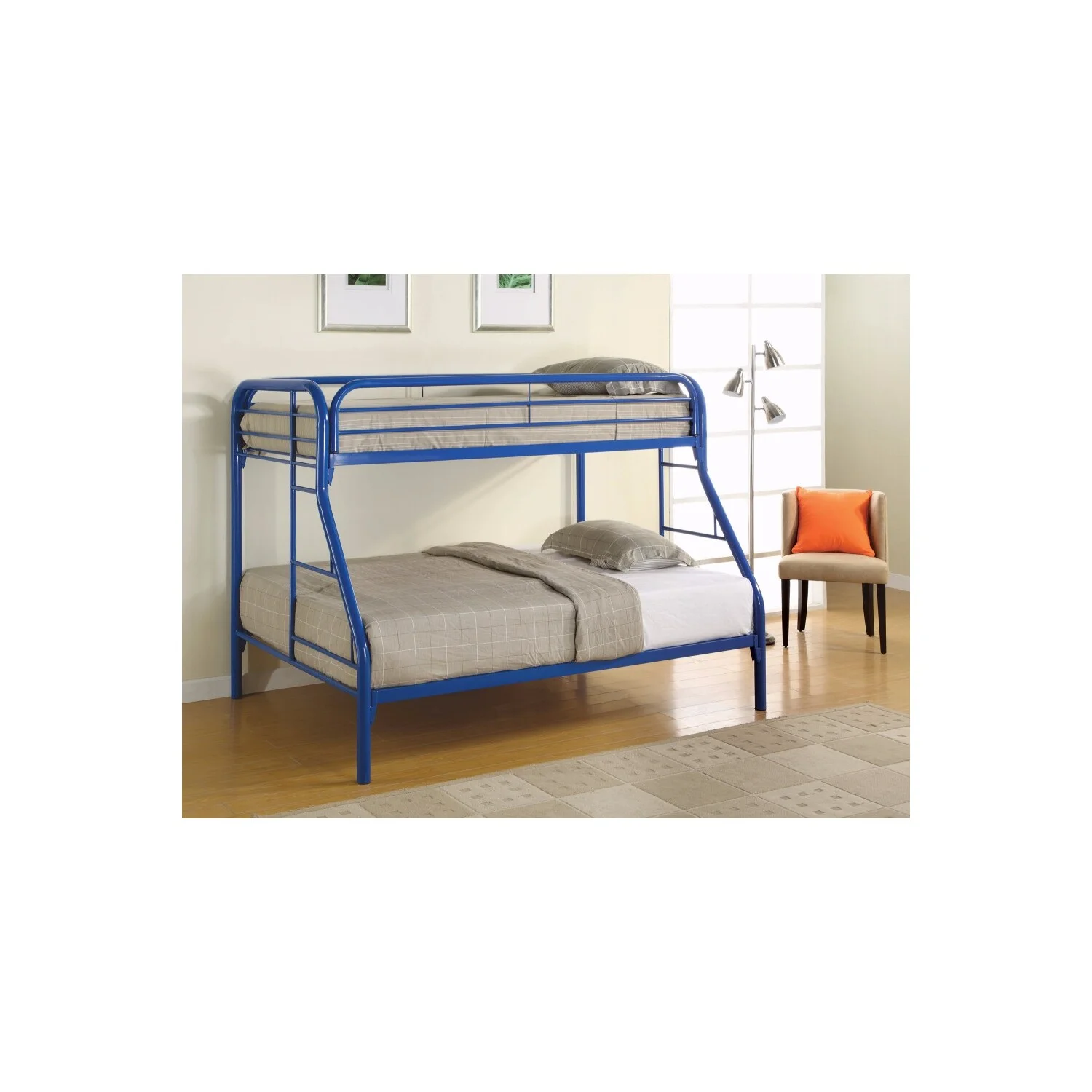 BenJara Classic Twin Over Full Bunk Bed with Side Ladders, Blue