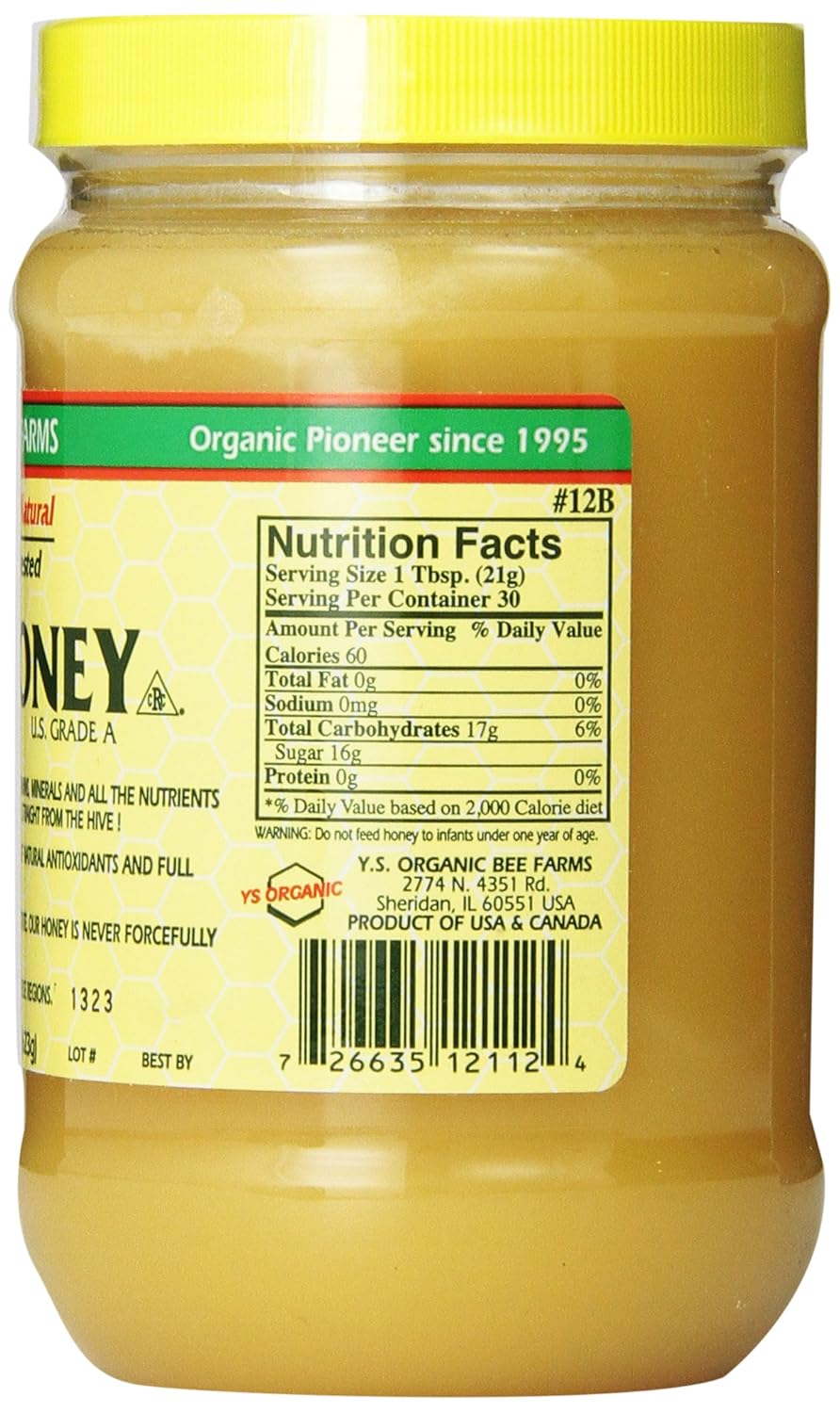 Y.S. Eco Bee Farms Raw Honey - 22 oz (4 Pack)