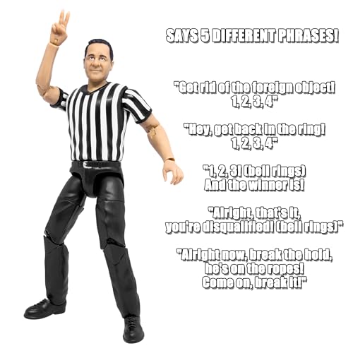 Figures Toy Company Ultimate Three Counting & Talking Wrestling Referee Action Figure with Deluxe Articulation for Wrestling Action Figures