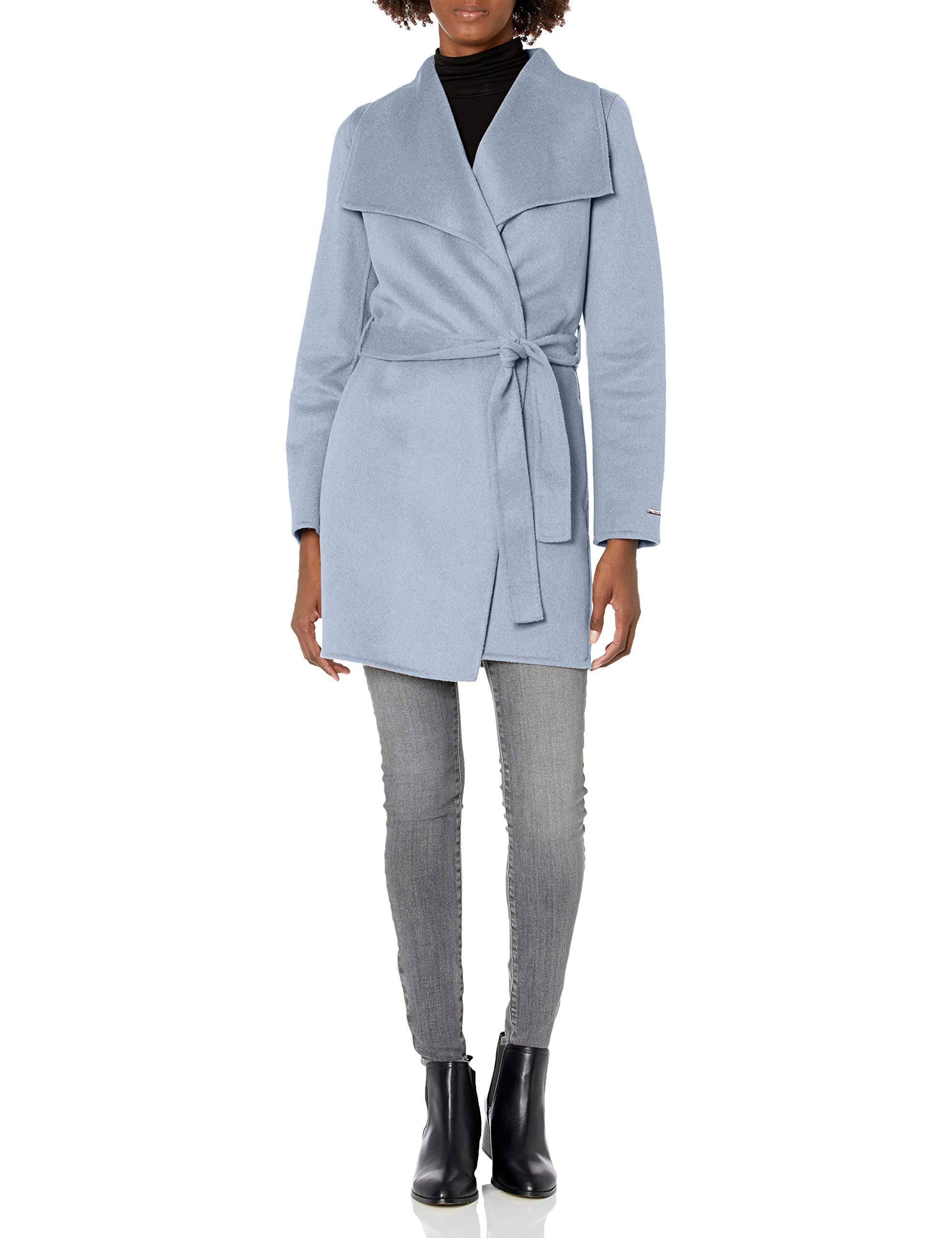 Tahari Ella Double Face Wool Coat, Pale Blue / Xs