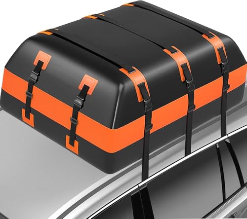 21 Cubic Feet Car Rooftop Cargo Carrier Bag,100% Waterproof Heavy Duty 840D Rooftop Cargo Bag for All Vehicle with/Without Racks,Includes Anti-Slip Mat,6 Door Hooks,Luggage Lock and Storage Bag