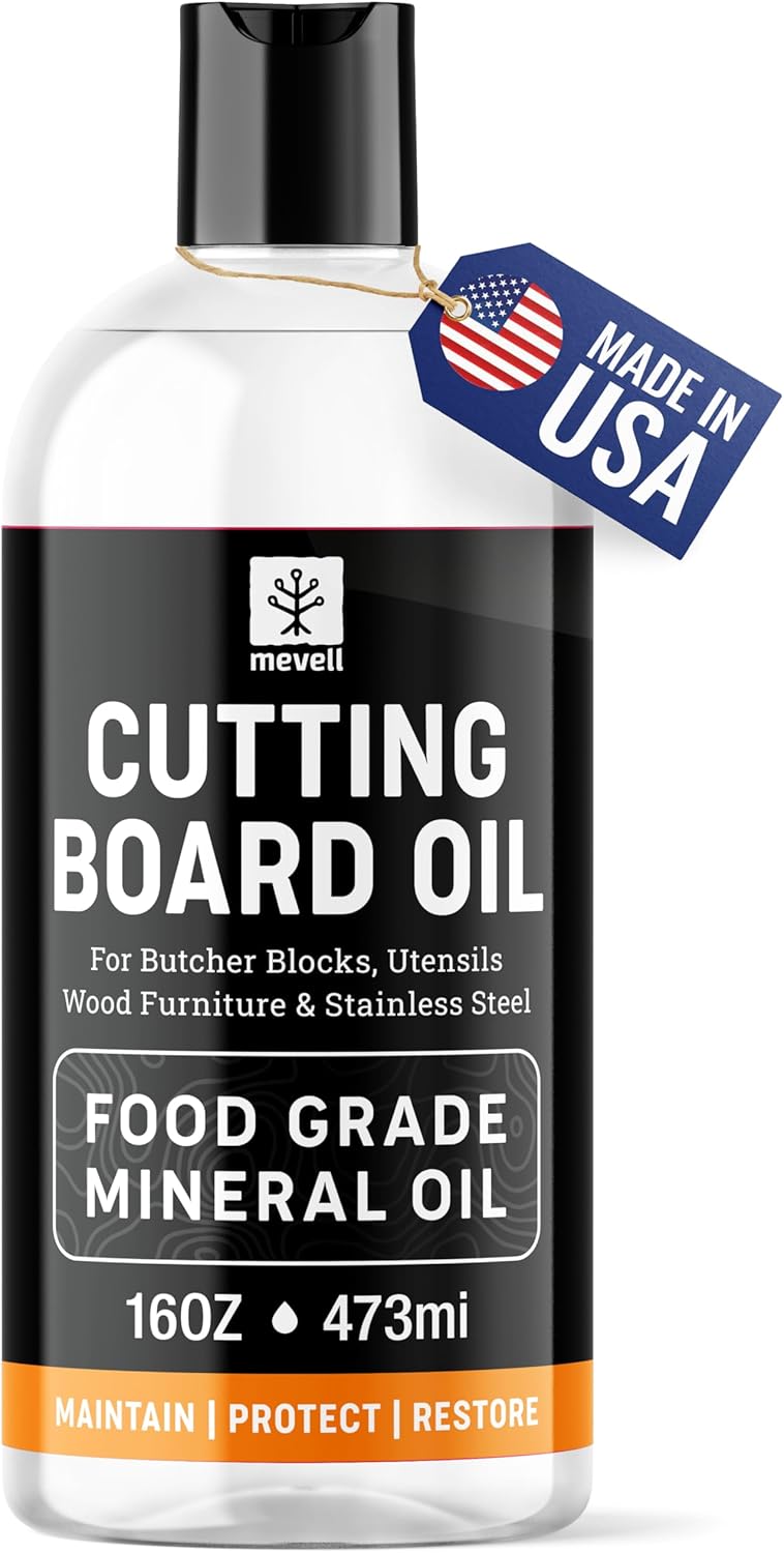 Food Grade Mineral Oil Made in USA 16 Oz, Butcher Blocks and Kitchen Countertops Conditioner, Food Safe Cutting Board Oil, Finish for Marble, Soapstone