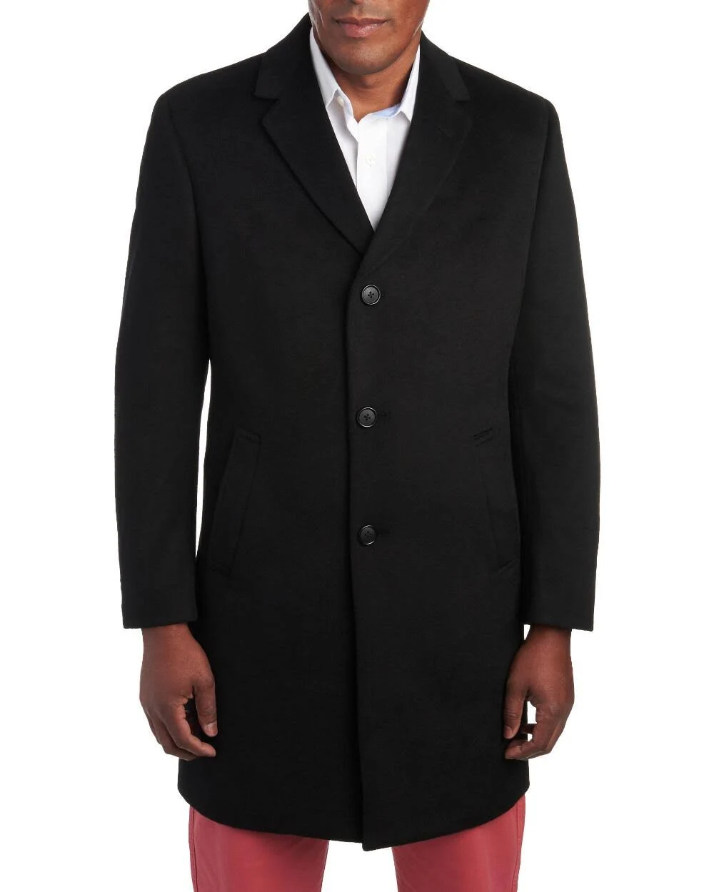Kenneth Cole Reaction Raburn Wool-Blend Over Coat Slim-Fit 40s Black