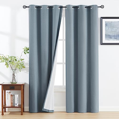 Natural Linen Blackout Curtains 84 inch Long for Living Room Bedroom, Farmhouse Thick Completely Thermal Insulated Drapes Window Treatment Panels (2pcs, 50