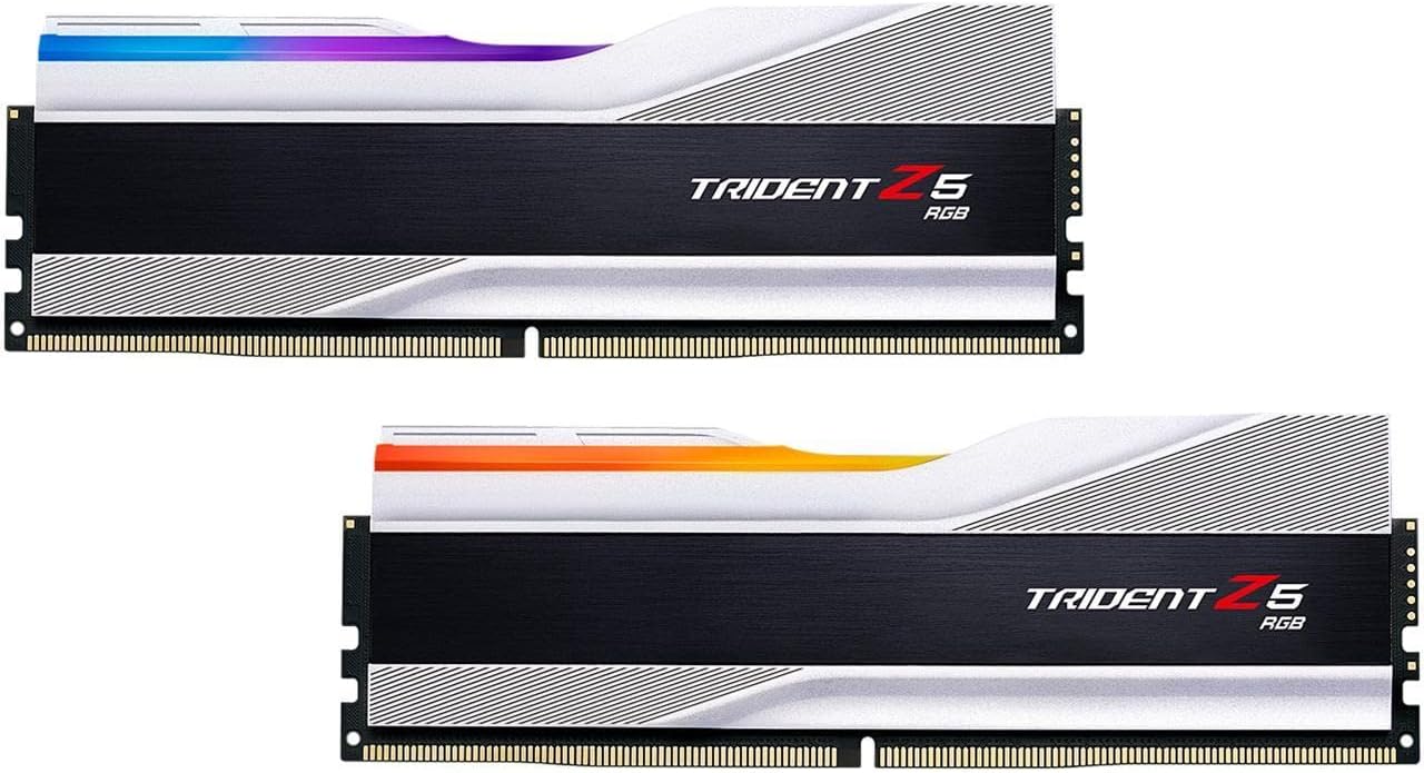 G.SKILL Trident Z5 RGB Series (Intel XMP 3.0) DDR5 RAM 32GB (2x16GB) 5600MT/s CL30-36-36-89 1.25V Desktop Computer Memory UDIMM - Metallic Silver (F5-5600J3036D16GA2-TZ5RS)