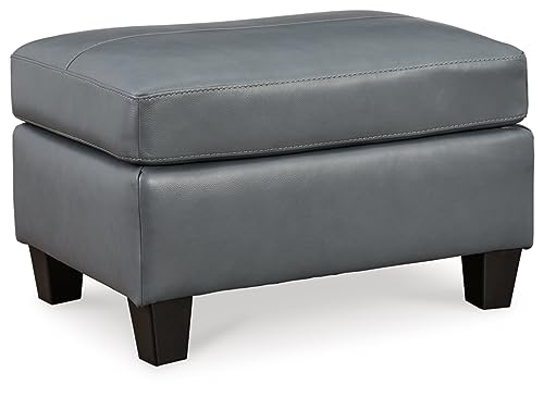 Signature Design by Ashley Genoa Contemporary Chic Leather Ottoman, Cream