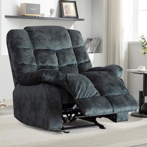 Manual Recliner Chair, Soft Fabric Reclining Chairs with Padded Backrest and Armrests, Classic Heavy Duty Single Sofa Recliner for Living Room