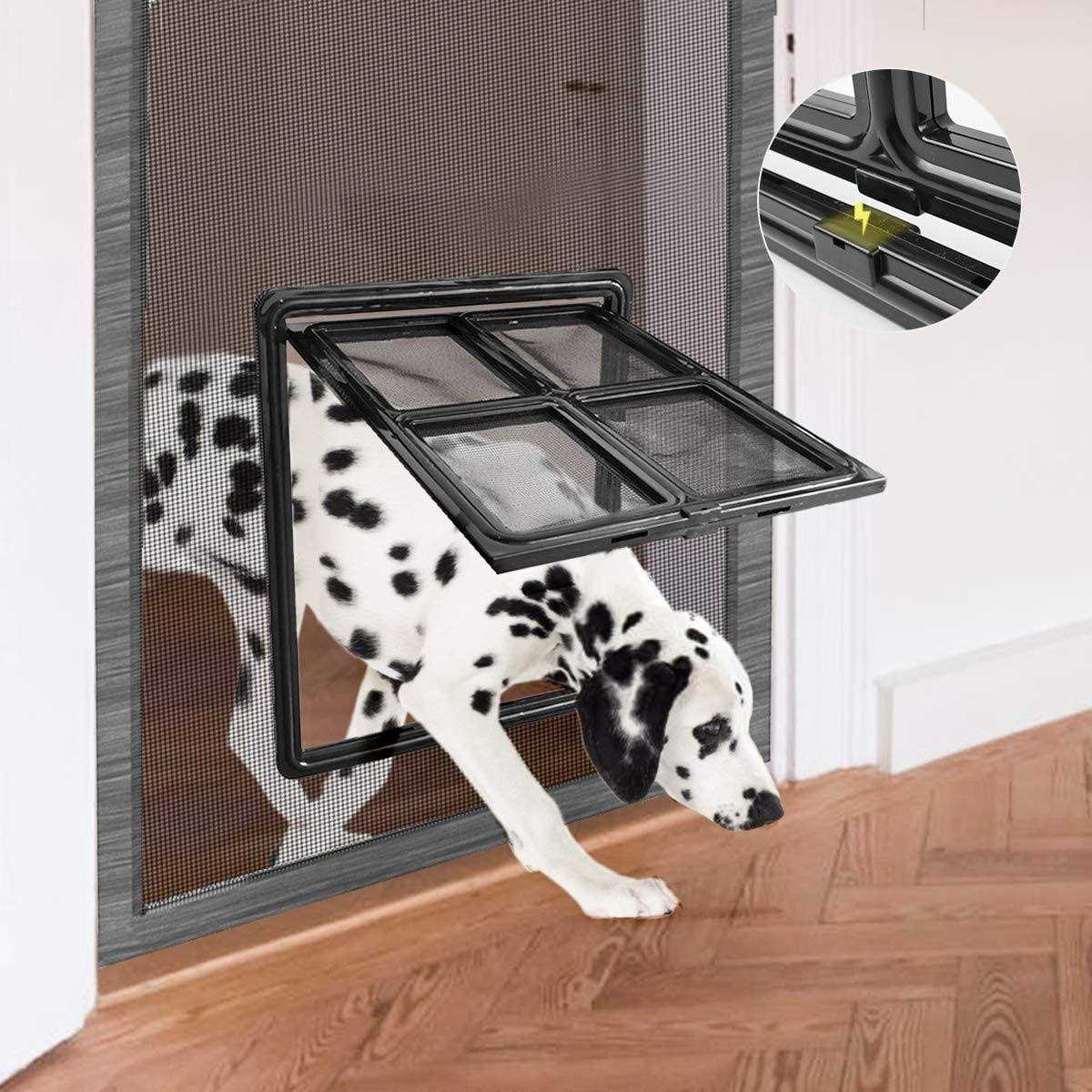 Namsan Pet Door for Screen Door Sliding Dog Screen Door Inner Size 12 x 16 inches Lockable Doggy Door Magnetic Automatic Closing - Pet Supplies online store