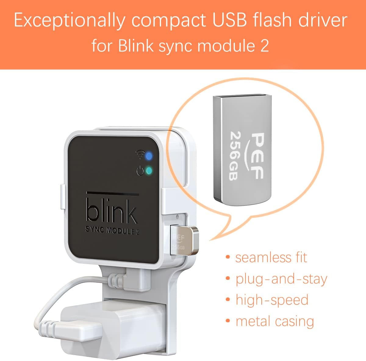 256GB Blink USB Flash Drive for Local Video Storage and The Outlet Mount for Blink Sync Module 2(Blink Add-On Sync Module 2 Itself is NOT Included)