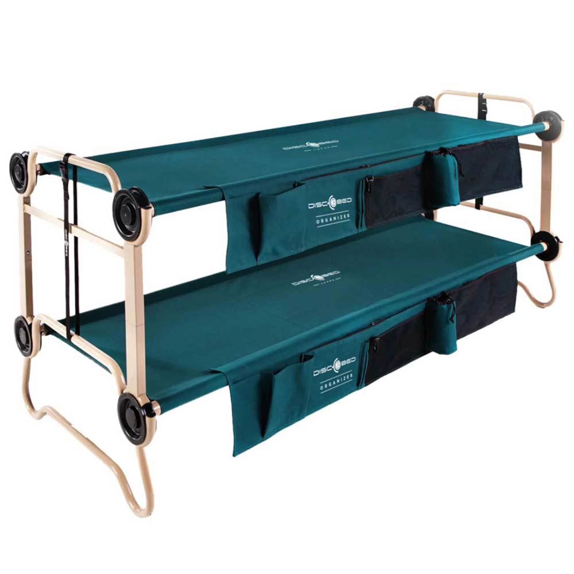 Disc-O-Bed Large Cam-O-Bunk Benchable Double Cot with Storage Organizers, Green - Curated Treasures Market