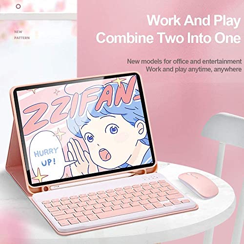 for iPad 10.2inch Keyboard Case with Mouse, Case for iPad 9th Gen/8th Gen/7th Gen/Air3/Pro10.5 with Keyboard and Mouse, Detachable Magnetic Keyboard with Pencil Holder(Sky Blue)