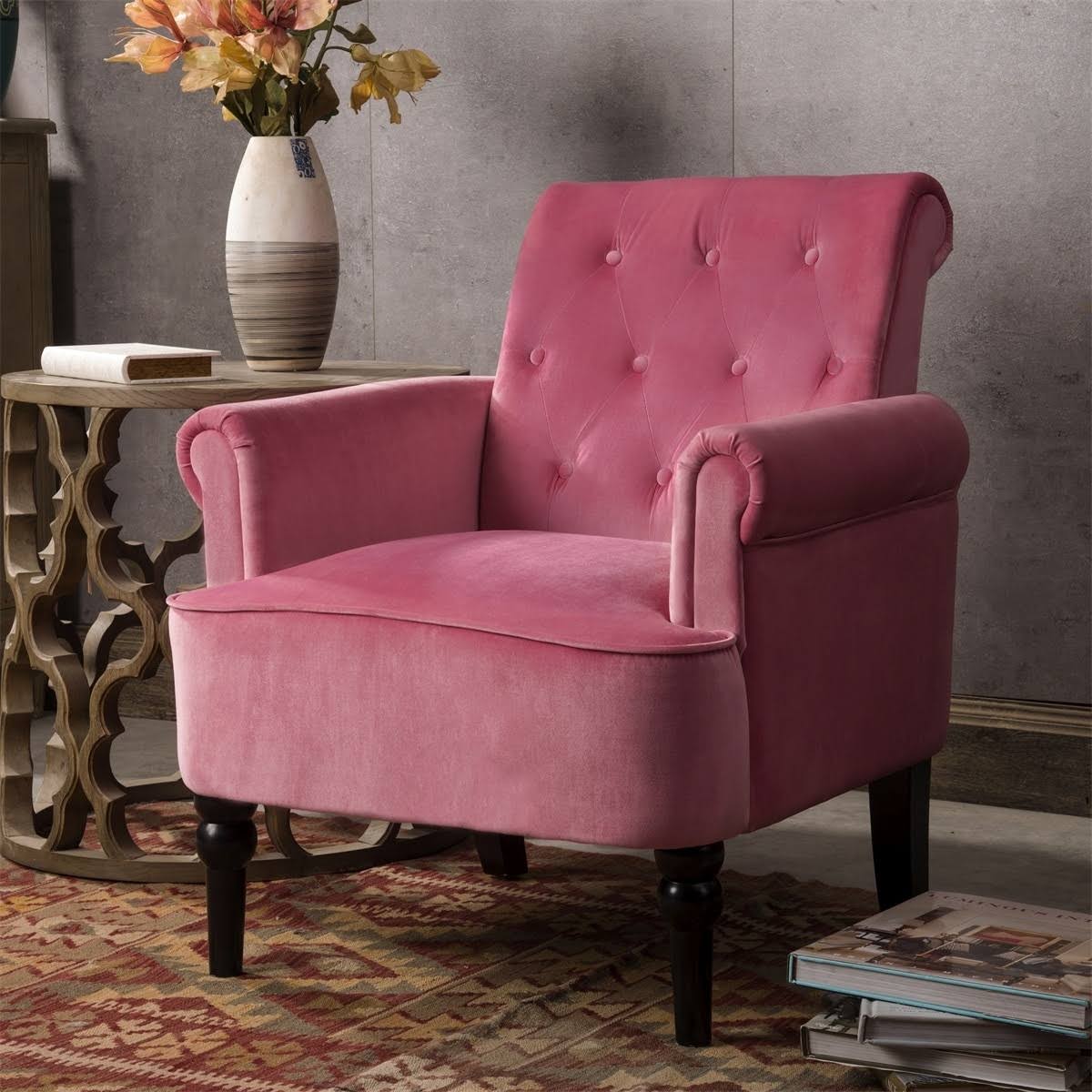 Merax Elegant Button Tufted Club Chair Accent Armchair - Rosewood