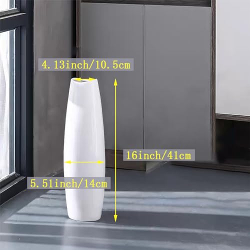 White Ceramic Tall Floor Vase,22.8 Inch Home Decor,Large Decorative Floor Vase for Centerpiece,Living Room,Bedrooms and Other Spaces,Pampas Grass Vase for Pal, Beloved and Family