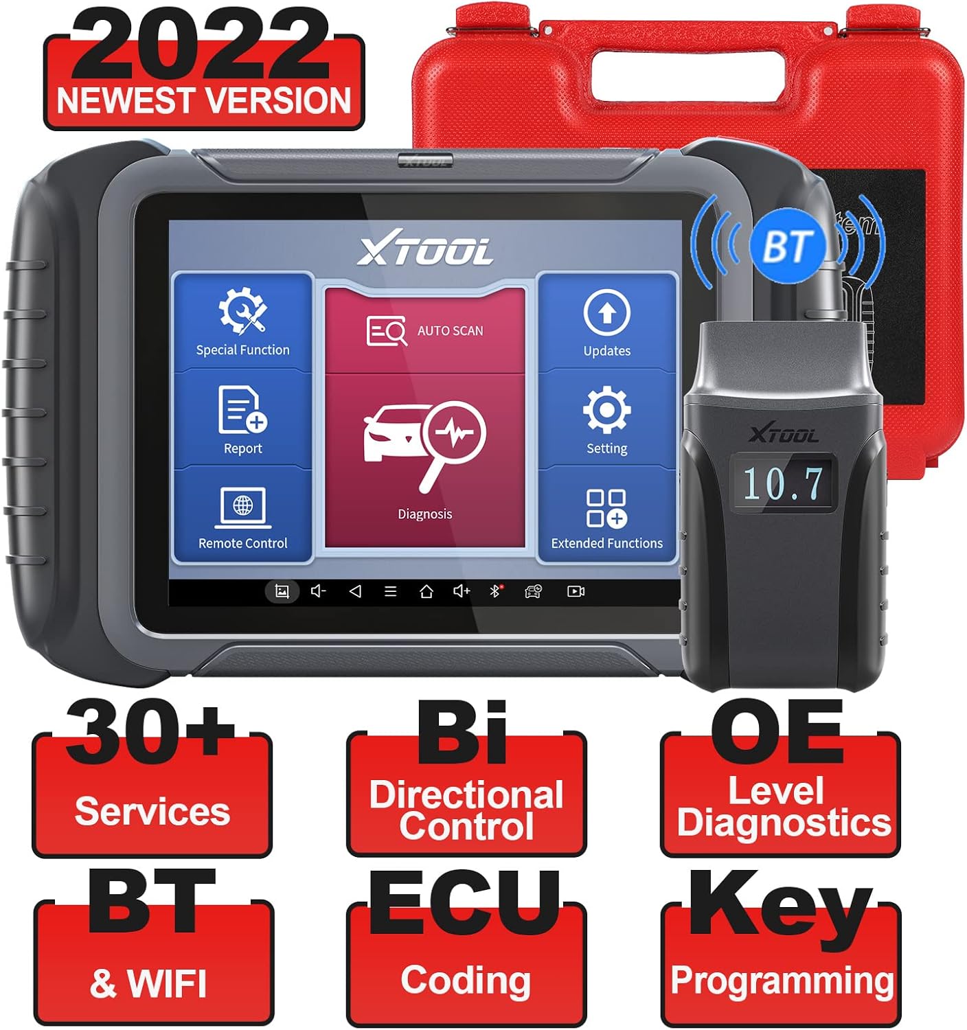 XTOOL D8BT Wireless Diagnostic Scan Tool, 2021 Newest, Bi-Directional Control, ECU Coding, Full Systems Diagnostics & 31+ Resets, Key Programming, ABS Bleed, Oil Reset, EPB, Upgraded Ver. of D8