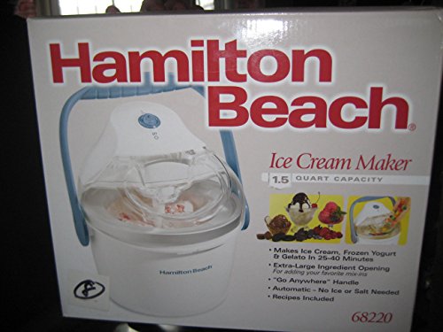 Hamilton Beach 68220 1.5-Quart Capacity Ice Cream Maker, White