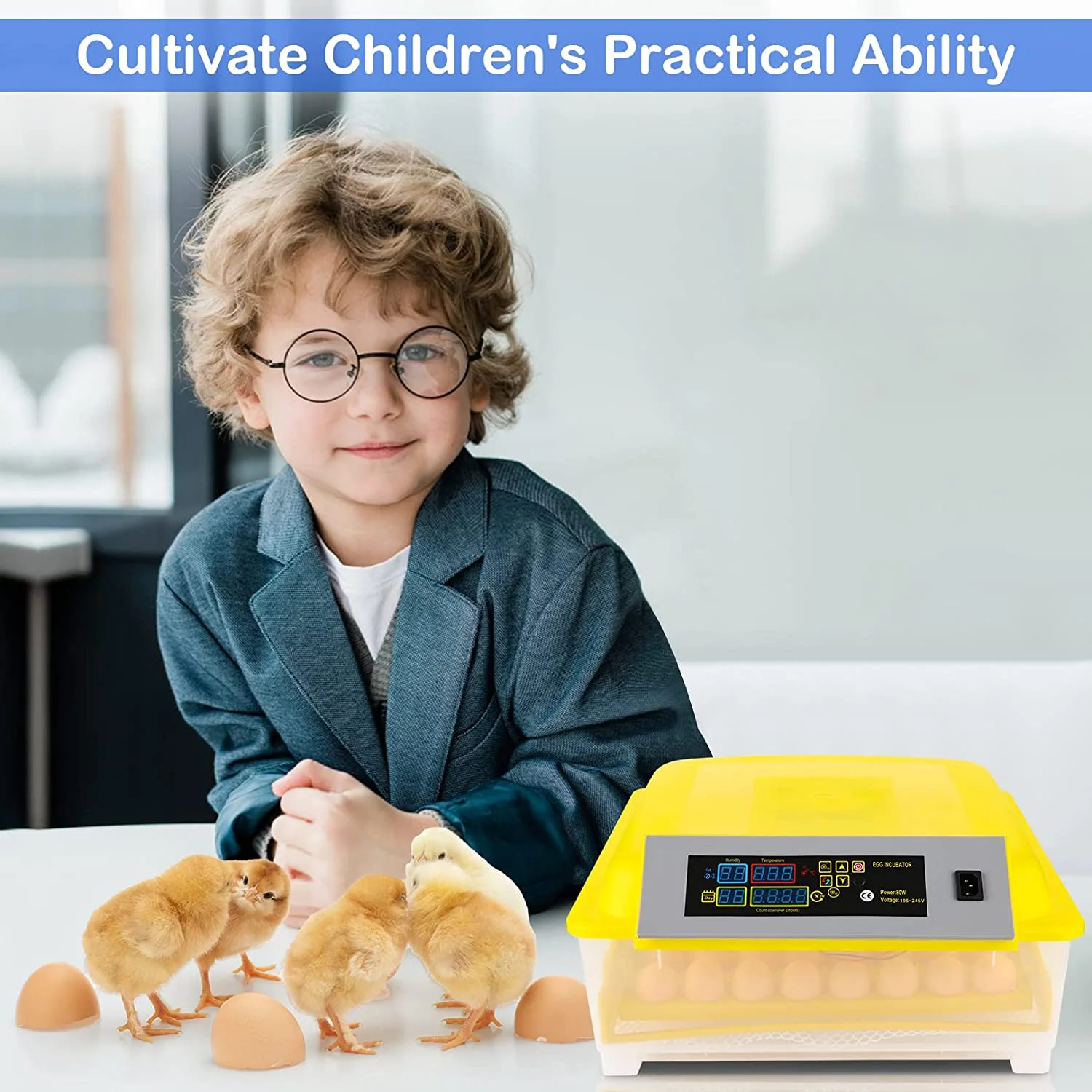 Egg Incubator, 48 Eggs Automatic Incubator with Temperature Control and Automatic Egg Turning Function for Hatching Chickens, Ducks, Geese, Quails, and Birds, the Best Choice for Children's Gifts