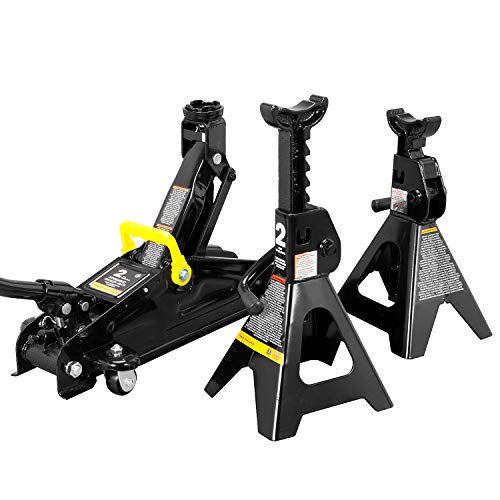 Torin AT82001B-2 Hydraulic Floor Jack Combo with 2 Jack Stands, 2 Ton (4,000 lb.), Black