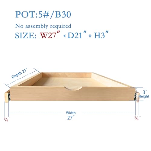 NS Soft Close Cabinet Drawer Wood Pull Out Tray Drawer Box Kitchen Cabinet Organizer Cabinet Slide Out Shelf Wooden Pull Out Shelf (No Assembly Required-12 W×21
