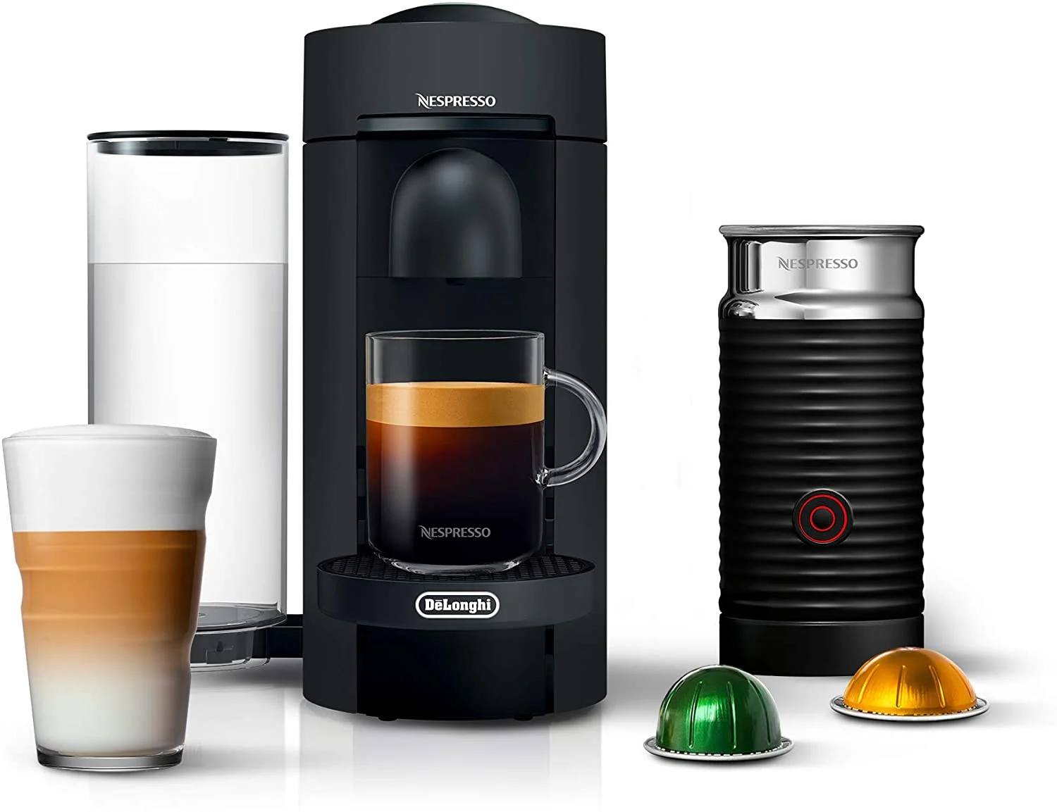 Nespresso VertuoPlus Deluxe Coffee and Espresso Machine by De'Longhi with Milk Frother  Matte Black