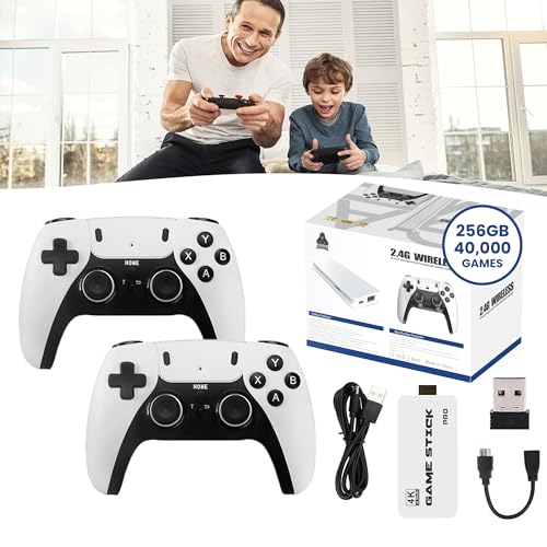 Boltz Retro Stick Gaming Stick – Retro Gaming Console with 40,000+ Classic Video Games, 9 Emulators, 256GB Storage, Plug & Play 4K HDMI Output, Includes 2 Wireless 2.4GHz Controllers