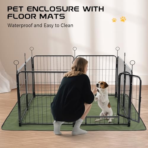 Lekesky Dog Playpen Indoor, 24 Inch 8 Panels Dog Play Pen with Bottom Mat, Metal Heavy Duty Pet Playpen for Puppys and Small Dogs, Rabbit, Black