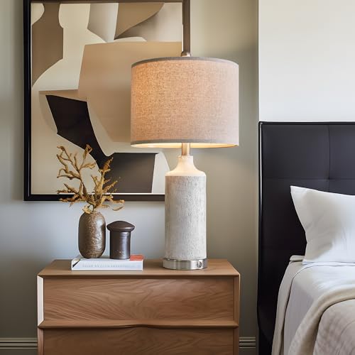 OYEARS 24” Table Lamps Set of 2, Bedside Lamps for Bedroom Night Stands, 3-Way Dimmable Table Lamps for Living Room With USB A+C, Farmhouse Touch Lamp for Home Decor, End Table, Modern (Bulb Included)