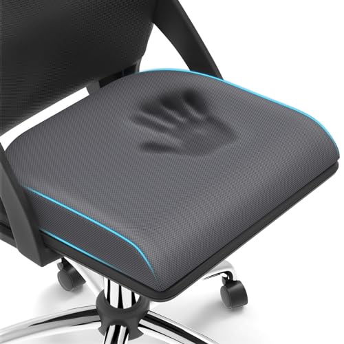 Large Seat Cushion, Soft Foam Cushion for Long Sitting Hours on Office Chair, Home & Car, Non-Slip Chair Pad for Relieving Back & Sciatica & Hip & Coccyx Pain (Grey)