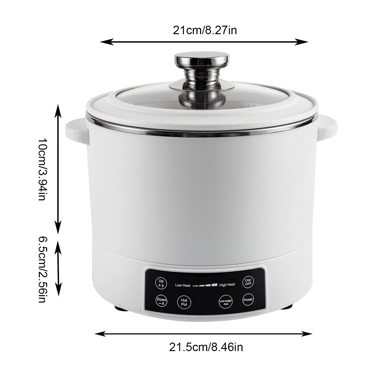 ZhdnBhnos 3L Automatic Lifting Electric Hot Pot with Steaming Basket 304 Stainless Steel Shabu Shabu Pot Rice Cooker Steamer for Home Apartment Dorm