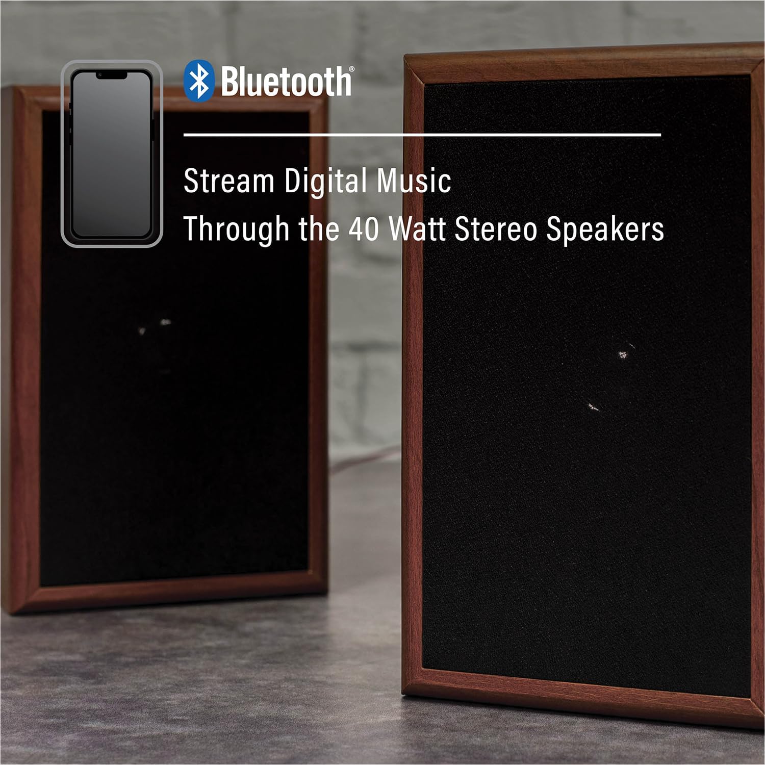 Crosley 1975T Turntable System with Bluetooth, CD, AM/FM and Included Speakers, Walnut