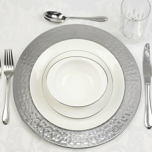 13-Inch Stainless Steel Beaded Charger Plates, Gold Dinner Plate Chargers Set of 6, Round Server Ware