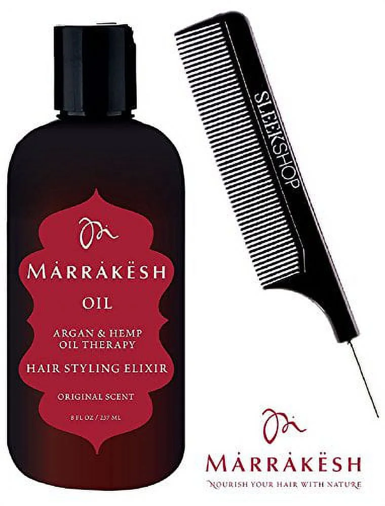 Earthly Body MARRAKESH OIL Hair Styling Elixir with Argan & Hemp Oil (w/ Comb) - Original - 8 oz Professional Size