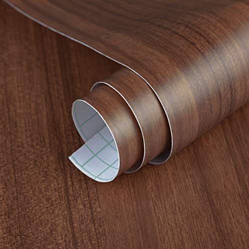 Walnut Contact Paper 24x354 inch Brown Wood Contact Paper for Countertops Walnut Vinyl Wrap Waterproof Self-Adhesive Wood Wallpaper Peel and Stick Table Top Countertop Covers Oak Contact Paper