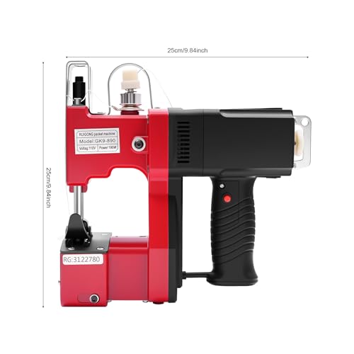 Leather Heavy Duty Sewing Machine, 1,800 stitches Industrial Canvas Stitching Closer, 6MM Maximum thickness GK9-890 Portable 110V Bag Sewing-Equipment 15000RPM with Accessory Kit, Red