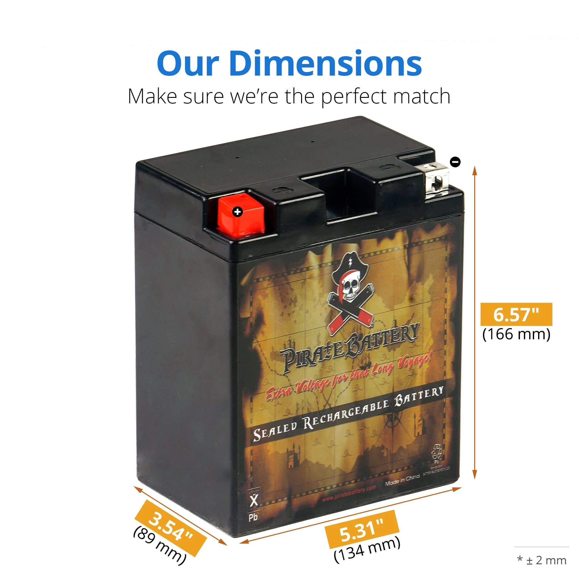 Pirate Battery YTX14AH-BS (14AH-BS 12 Volt,12 Ah, 210 CCA) Atv Battery for Kawasaki 300cc Kef300-a Lakota 1997