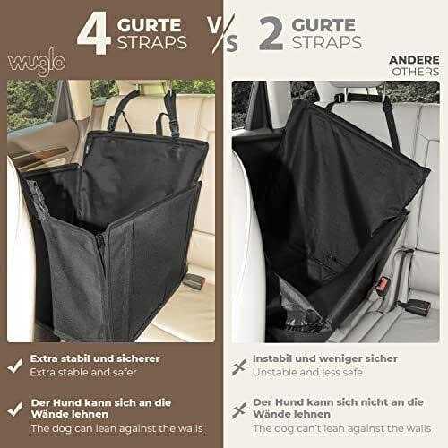 Wuglo Extra Stable Dog car Seat Reinforced car Dog Seat for Medium-Sized Dogs with 4 Fastening Straps - Pet Supplies online store