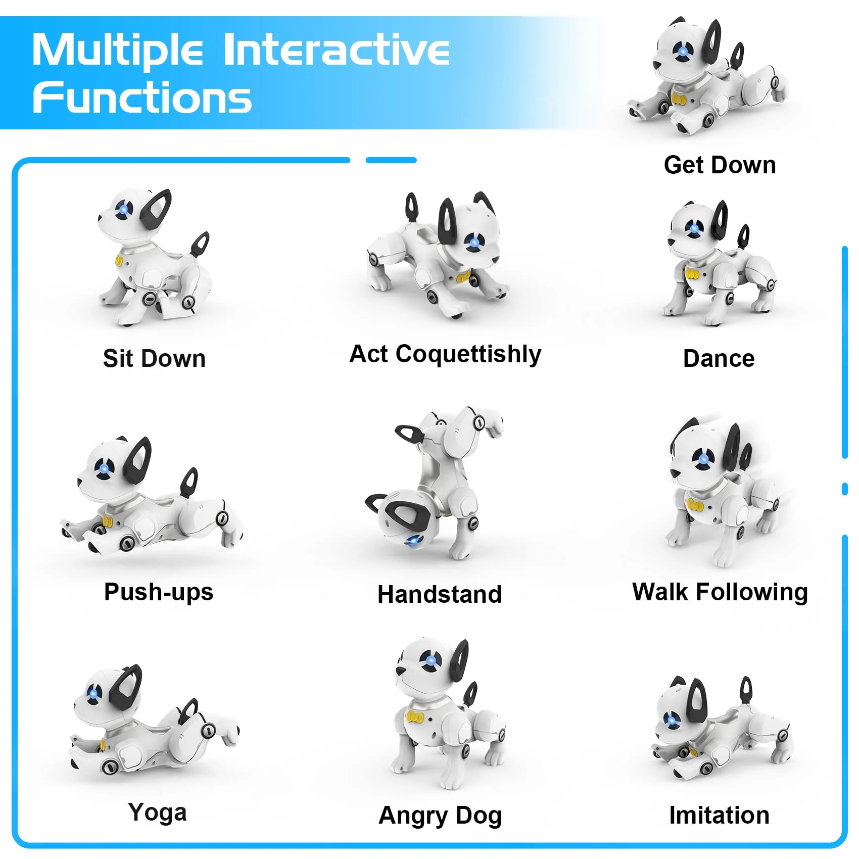 OALYIP Remote Control Robot Dog Toy, RC Dog Programmable Smart Interactive Robotic Pets, RC Stunt Robot Toys Dog Imitates Animals Music Dancing Handstand Push-up Follow Functions for Boys Girls Toy