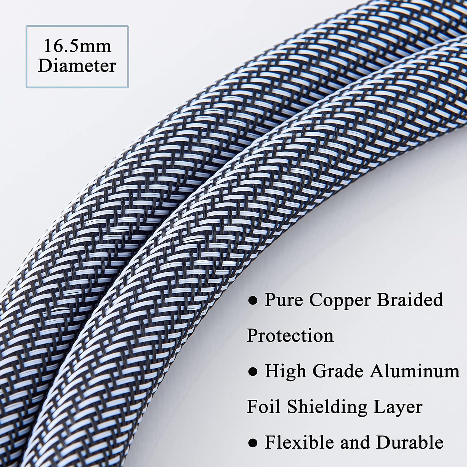 Pailvens HiFi Power Cable AC Power Cord 3-Prong US Plug, 12AWG Audiophile Power Line with Braided Sleeves for Power Filter, Turntable, Amplifier, CD Player, Silver Color Plug, 5FT/ 1.5m Pack of 2