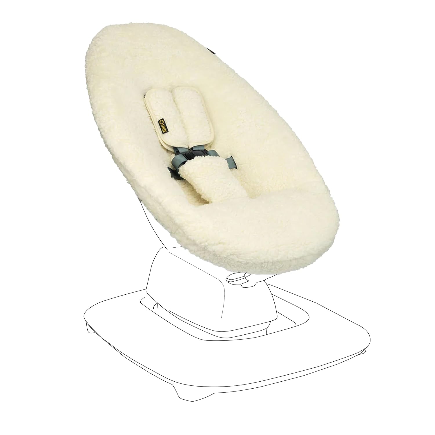 Ukje Protective Swing Cover Compatible with 4moms RockaRoo or MamaRoo 5, Multi-Motion Baby Swing, Baby Swing Liners, Baby Rocker Cover, Easy to Install, Easy to Wash, Handmade in Europe - Teddy Ecru