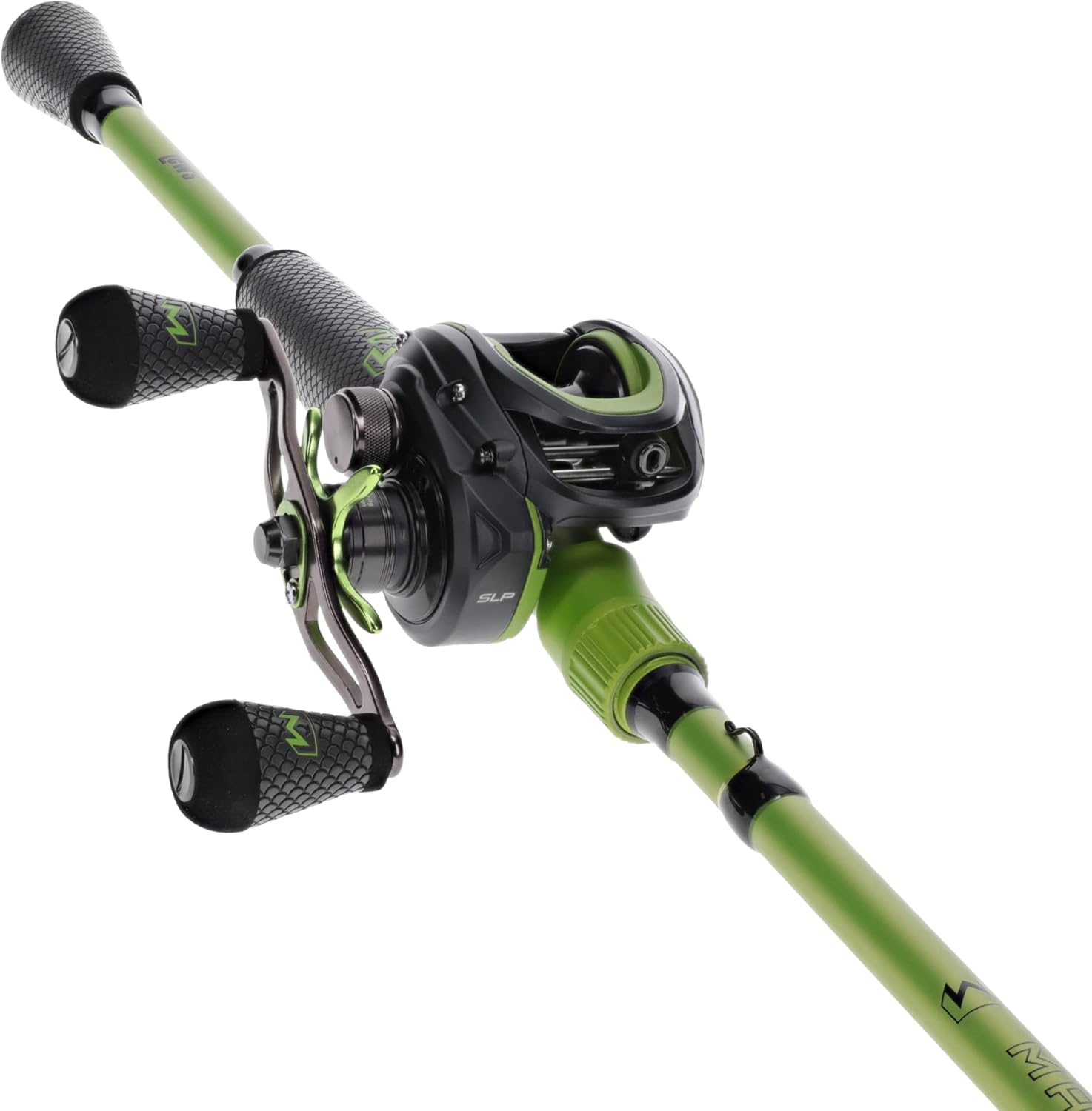 Mach Lew's 2 Casting Reel and Fishing Rod Combo, 7-Foot 3-Inch 1-Piece Premium IM8 Graphite Fishing Rod, Right-Hand Retrieve, Black/Green