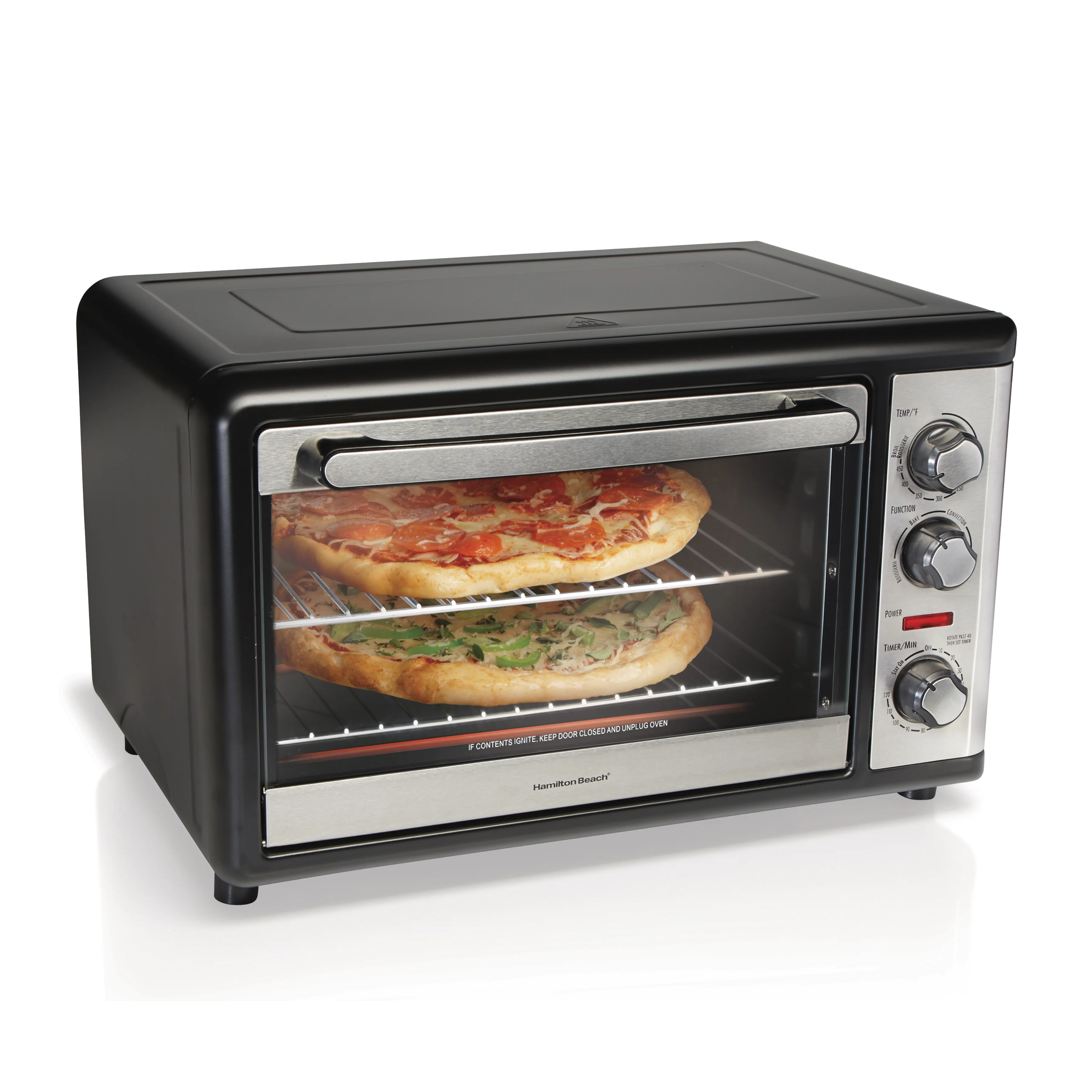 Hamilton Beach Countertop Oven with Convection and Rotisserie, Baking, Broil, Extra Large Capacity, Stainless Steel, 31108