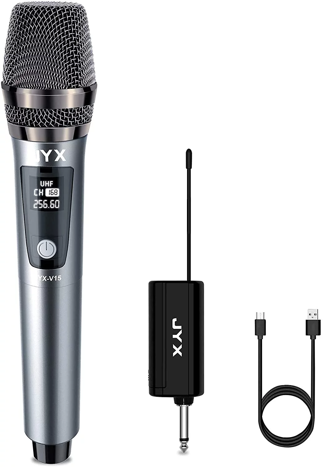 JYX Wireless Microphone Handheld Dynamic Microphone Professional UHF Metal Mic for Karaoke Singing, Speech