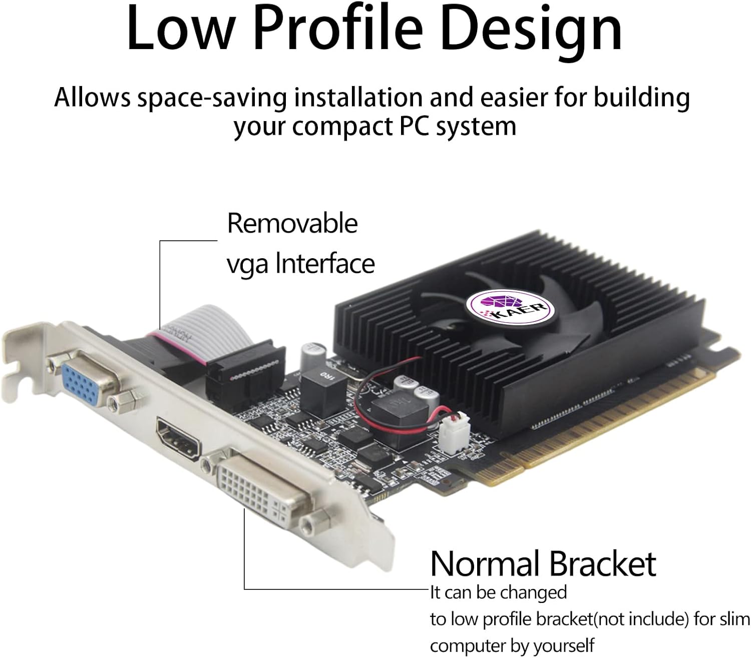 KAER AMD Radeon RX 550 Computer Graphics Card 4GB, GDDR5, 128 Bit, DirectX 12, PCI Express 3.0, DP HDMI DVI-D, Desktop Gaming Video Card, Computer GPU