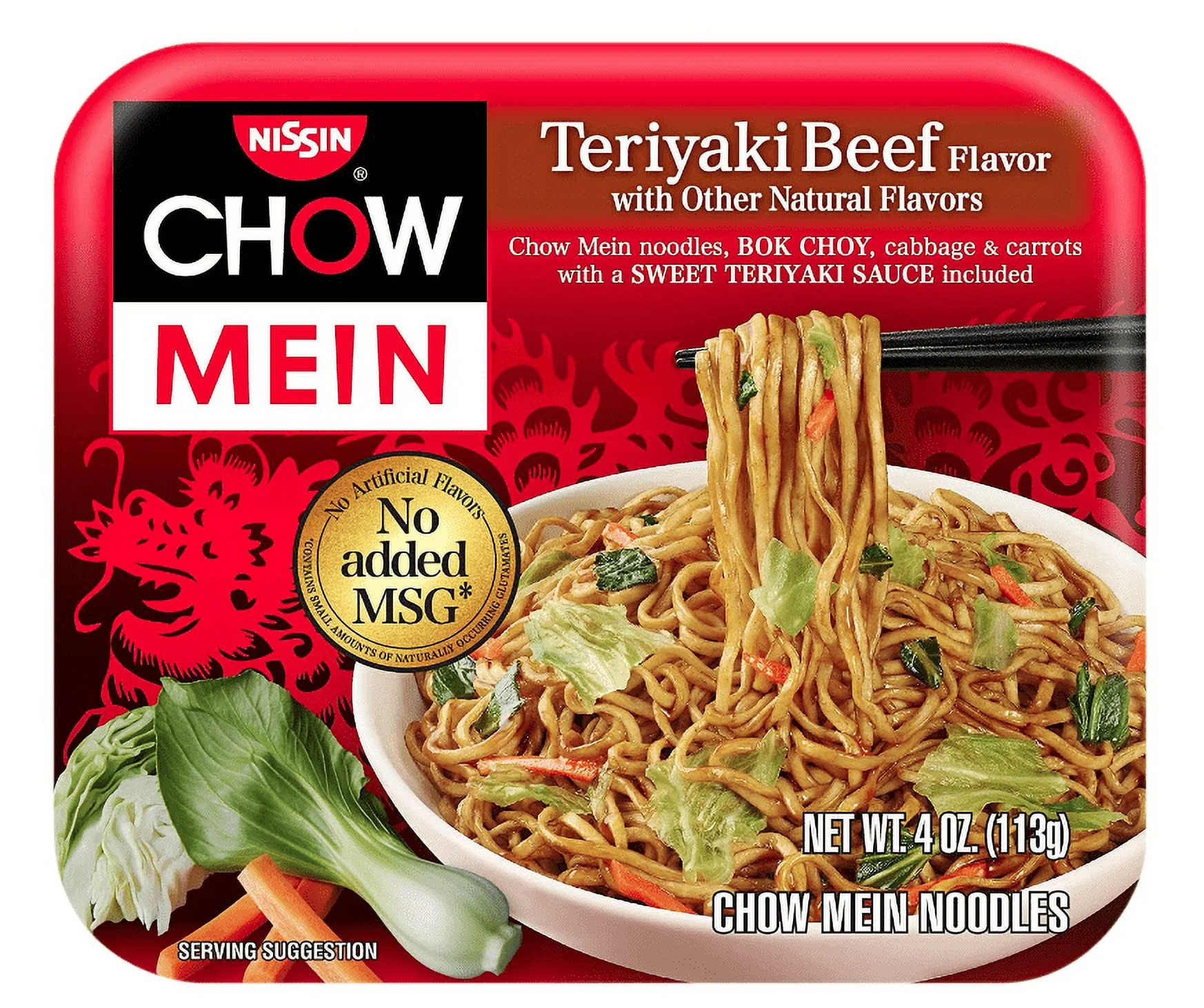 Nissin Chow Mein Premium Teriyaki Beef, 4.0 Ounce (Pack of 12)