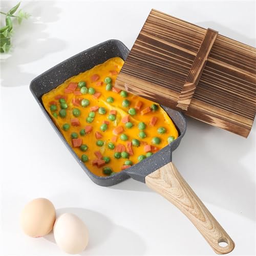 Japanese Omelette Pan Nonstick, Tamagoyaki Pan Egg Roll Pan, with Lid and Oil Brush - Omelette Pan - Tamago Pan - Omelet Pan - Small Egg Pan - Square Pan,White