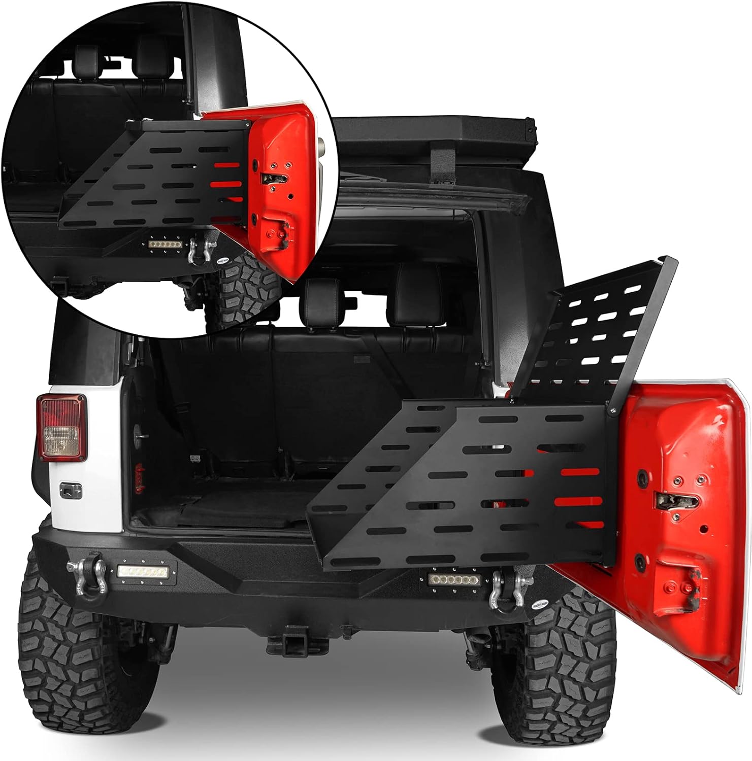 Hooke Road 2-Tier Wrangler Tailgate Table Foldable Camping Cargo Shelf Compatible with Jeep Wrangler JK & JL & Unlimited 07-22
