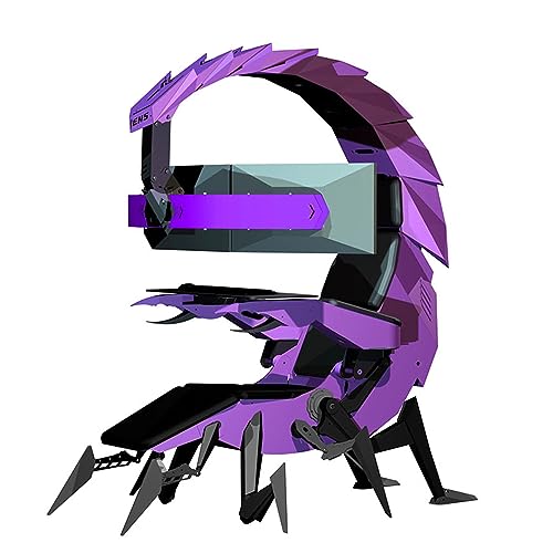 Ergonomic Gaming Chair Computer Cockpit Zero Gravity Scorpion Gaming Chair PU Leather Boss Seat Chair Cockpit with 16-Color RGB Light, Cockpit Gaming Workstation for Office and Home,Purple