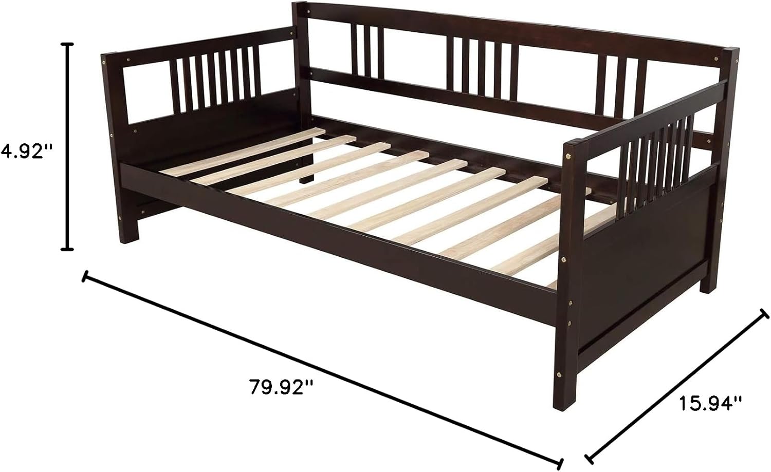 Modern Solid Wood Daybed, Multifunctional, Twin Size, Espresso