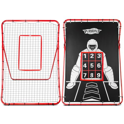 2 in 1 Baseball Rebouder Net and Pitching Net, Adjustable Pitch Back Baseball Rebounder with Strike Zone,Base Ball Bounce Back Net for Pitching,Catching,Fielding,Throwing